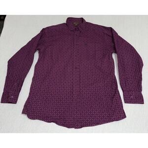 ARIAT Geo Print Pink Salmon Mens Button up Long Sleeve Cowboy Shirt Sz XL EUC